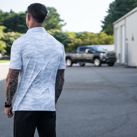 Performance Polo - Tiger Stripe White