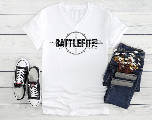 BattleFit White V-Neck Unisex T-Shirt